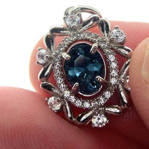 Blue Umba Sapphire 1.05ct White Gold Finish Solid 925 Sterling Silver Pendant